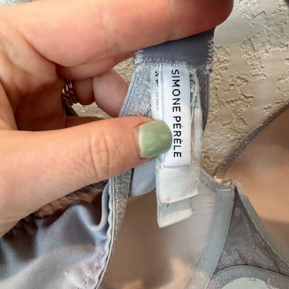 Simone Perele Light Pink & Grey Lace Detail Full Coverage Bra - Size 34C - EUC - Picture 2 of 6